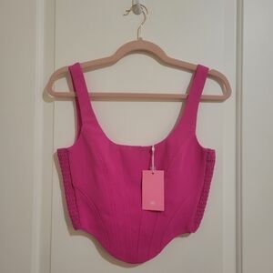 NWT Amanda Uprichard Fisher Sleeveless Corset Crop Top Hot Pink S